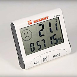 Метеостанции REXANT RM-011 70-0511 {Термогигрометр комнатный с часами и функцией будильника}